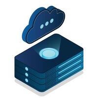 Isometric cloud database. Cloud computing and file cloud storage. Modern technology. illustration vector