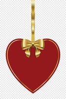 Tag with gold bow. Blank red label with golden ribbon. Paper red frame with gold bow. illustration vector