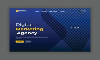 Digital marketing business landing page UI design or Digital marketing agency website homepage, Hero section design, hero banner, website banner design vector