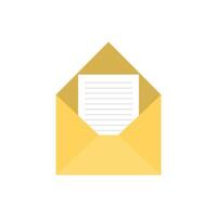 opened yellow envelope design illustration. Email, Messaging, Text Messaging, Communication, Invitation, Speech Bubble, Online Chat, Office. vector