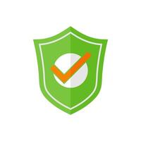Green Shield and Checkmark Icon on White background, . vector