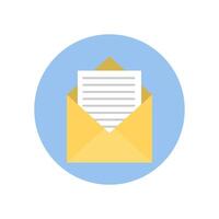 envelope with note paper. illustration of letter in an evelope. Letter template vector
