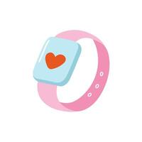 Smart watch with heart icon. Color illustration in flat style. vector