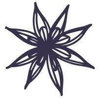Line illustration of star anise. Hand drawn icon isolated on white background vector