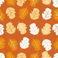 autumn seamless pattern abstract floral background with leaves, hand drawing flat color. vector