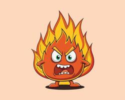 fire flame cartoon style trendy character illustration isolated for design resources vector