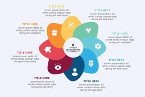 Business Circle chart infographic template design. Timeline concept with 8 steps. Can be used for presentations, workflow layout, diagram, banner, web design, Illustration. vector