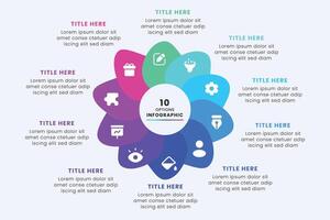 Business Circle chart infographic template design. Timeline concept with 10 steps. Can be used for presentations, workflow layout, diagram, banner, web design, Illustration. vector