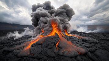 Natural disasters The volcano with lava. photo