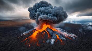 Natural disasters The volcano with lava. photo