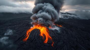 Natural disasters The volcano with lava. photo