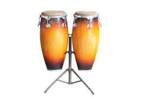 Conga drum or tumbadora isolated on white background. Concept, musical instrument for rhythm of music to make more fun for performing on dancing with conga latin rhythm. photo
