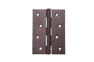 Metal hinge isolated on white background. Concept, Tools or equipment for craft, diy, fix or repair furniture. Building materials. Construction equipment. Install in door or window, cabinet or others. photo