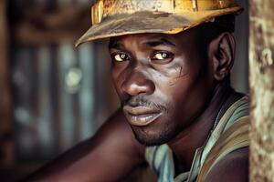 Portrait of a thoughtful construction worker photo