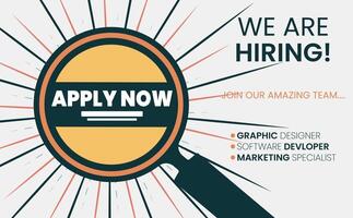 We are hiring graphic designers, web developers, and software developers vector