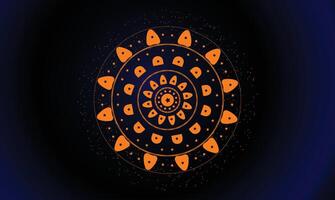 A circular design with orange and black dots on a dark background vector