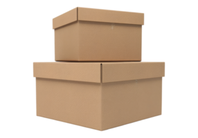 stack of two plain brown cardboard boxes isolated on transparent background. png
