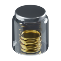 3d isometric gold coin jar icon png