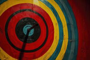 Target showing arrow missing the bullseye on colorful wall photo