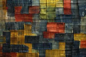 Abstract background showing colorful fabric patches forming a mosaic photo