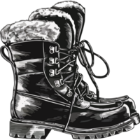 Winter boots with fur on a transparency background png