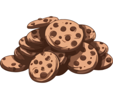 Pile of chocolate chip cookies on a transparent background png