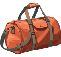 An orange duffel bag on a transparency background png