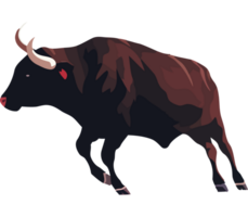 A bull is running on a transparency background png