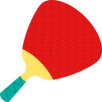 A red and yellow ping pong paddle with a green handle png