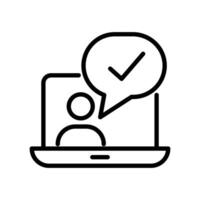 Laptop with check mark icon. Tick mark on computer showing icon of verified computer vector