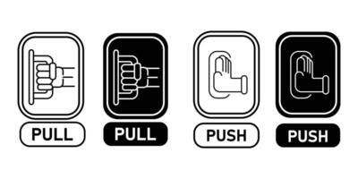 Pull and push the door sign set, on white background. vector