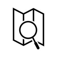 Map search symbols, Search Location icon, find place location pin with magnify glass symbol. vector