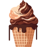 Chocolate ice cream in a waffle cone png
