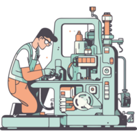 A man working on a machine in a factory png