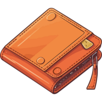 An orange wallet with a zipper png