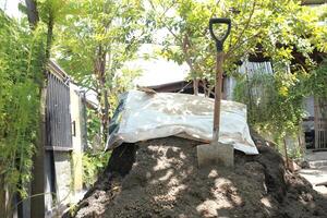 pile of sand, cement mixed, use during house building photo