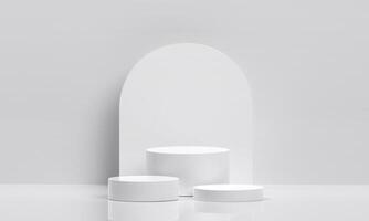 White product display podium in studio room, for display presentation photo