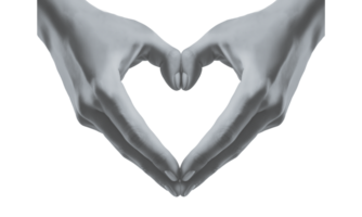Statue hand folded in the shape of a heart, love, for collage. Statue hand without background. png