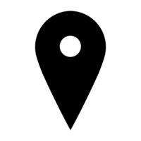 locator object or location highlighter, black pin marker. Location outline map icon. Location pin png