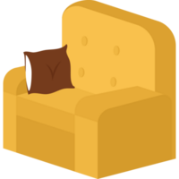 A yellow couch with a pillow on it png
