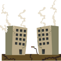 Two buildings with smoke coming out of them png