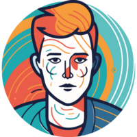 A man with a red hair and orange face in a circle png