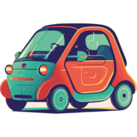 A small car with a blue and orange color scheme png