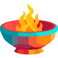A colorful bowl with fire in it png
