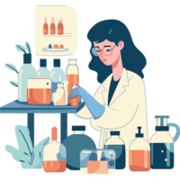 A woman in a lab coat is working on a project png