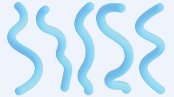 Twisted ribbon design element in vibrant blue. Realistic 3D plastic style. Isolated on white background. vector