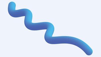 Wavy abstract shape in glossy blue. 3D plastic design. Isolated on white background. vector