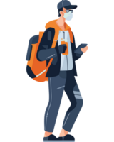 A man wearing a mask and carrying a backpack png