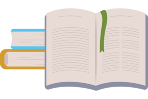 An open book with a green ribbon on top png