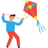 A man is flying a kite with a string png